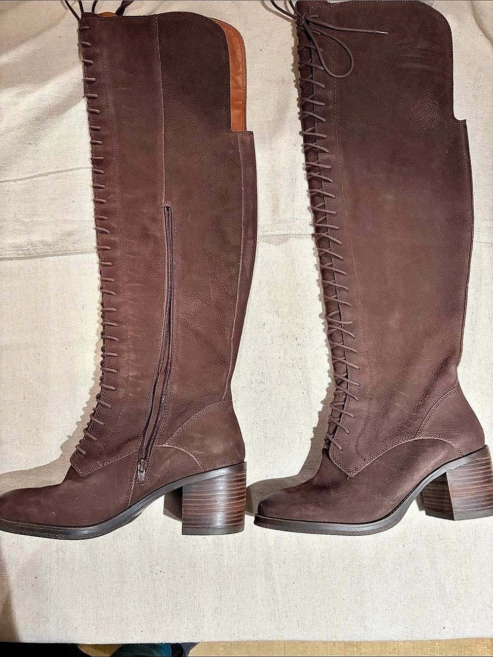 Lucky brand Brown Lace-Up Heeled Boots